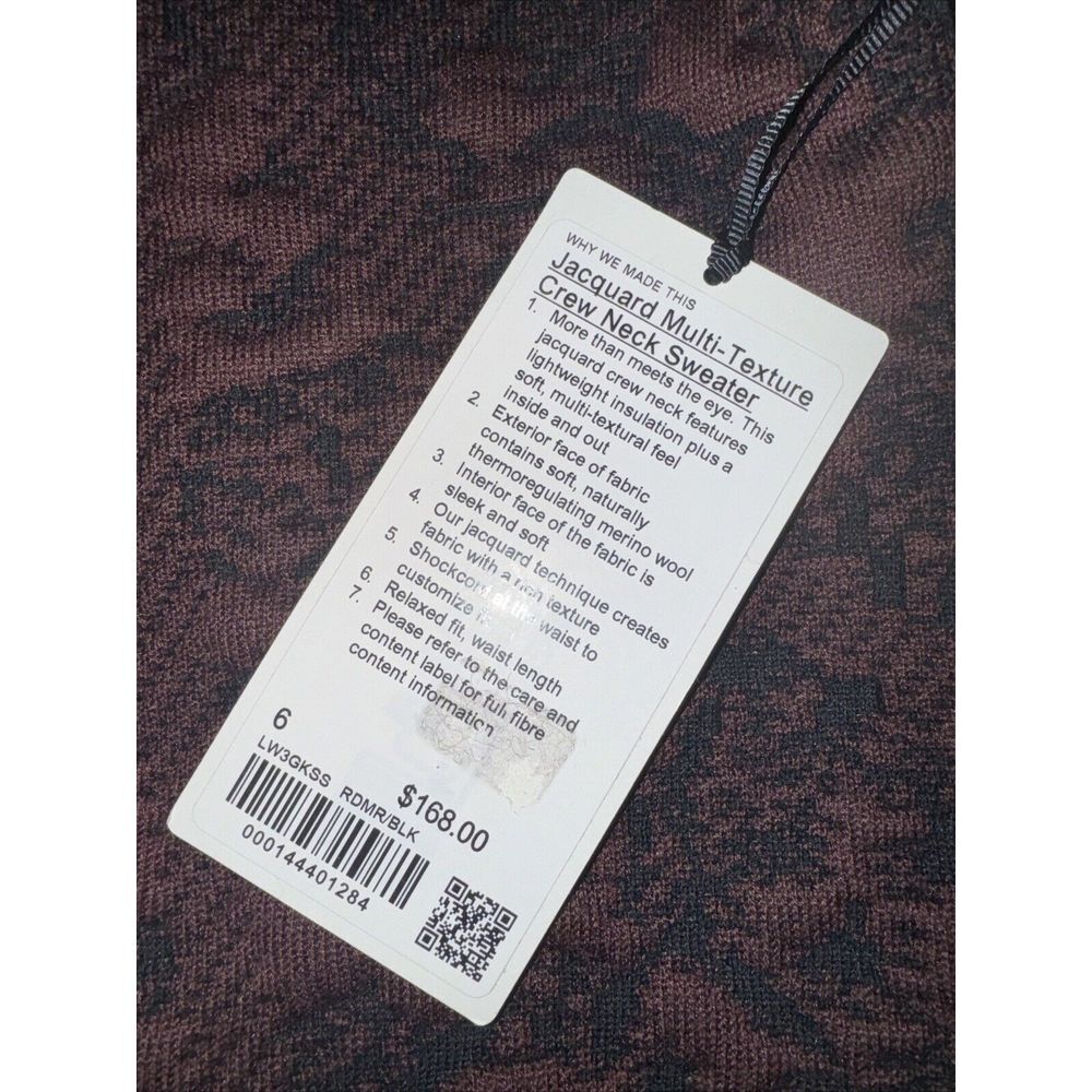 Lululemon Jacquard‎ Multi Texture Crew Neck Sweater Sweatshirts Women's Sz 6 NWT - Picture 3 of 5